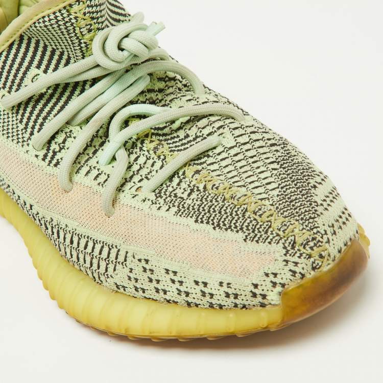 Pre Owned Yeezy x Adidas Neon Green Knit Fabric Boost 350 V2 Yeezreel (Non Reflective) Sneakers Size 43 1/2