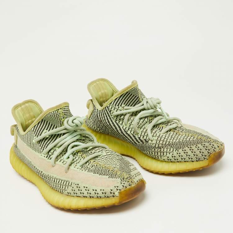 Pre Owned Yeezy x Adidas Neon Green Knit Fabric Boost 350 V2 Yeezreel (Non Reflective) Sneakers Size 43 1/2