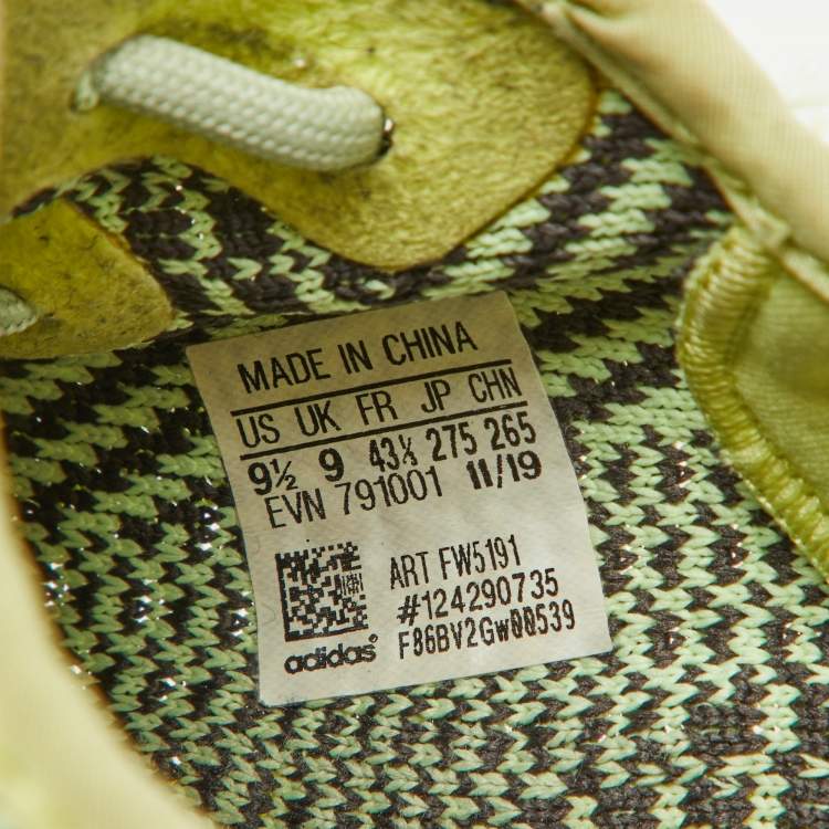 Pre Owned Yeezy x Adidas Neon Green Knit Fabric Boost 350 V2 Yeezreel (Non Reflective) Sneakers Size 43 1/2