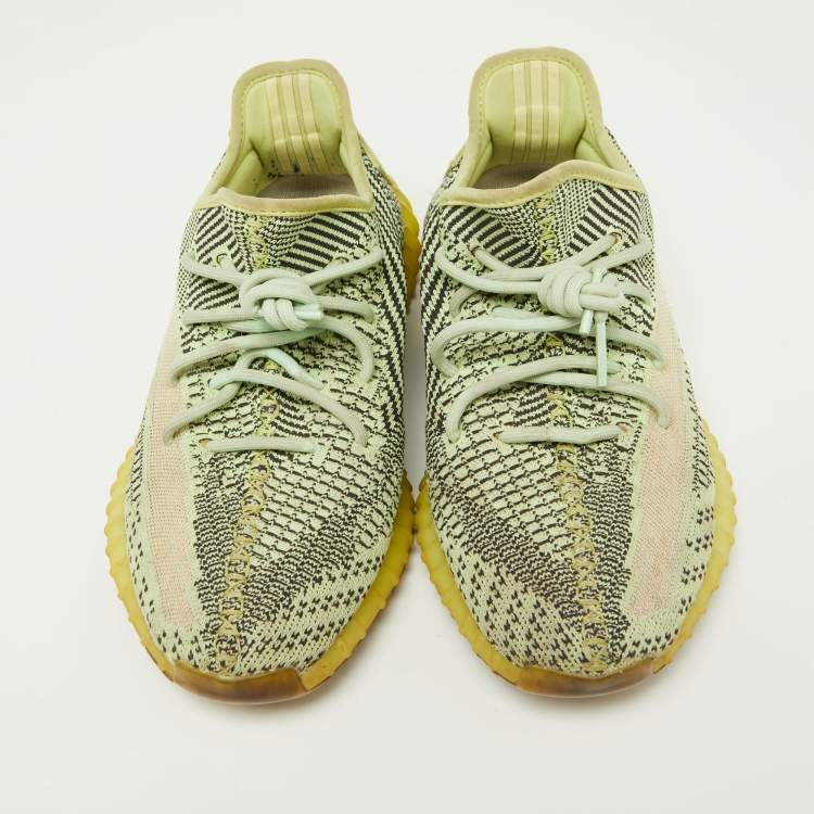 Pre Owned Yeezy x Adidas Neon Green Knit Fabric Boost 350 V2 Yeezreel (Non Reflective) Sneakers Size 43 1/2