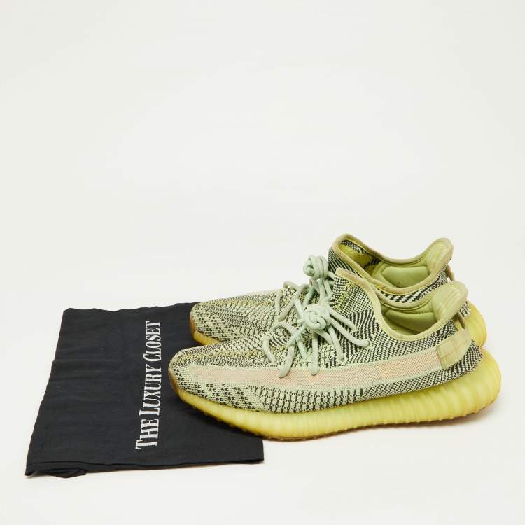 Pre Owned Yeezy x Adidas Neon Green Knit Fabric Boost 350 V2 Yeezreel (Non Reflective) Sneakers Size 43 1/2