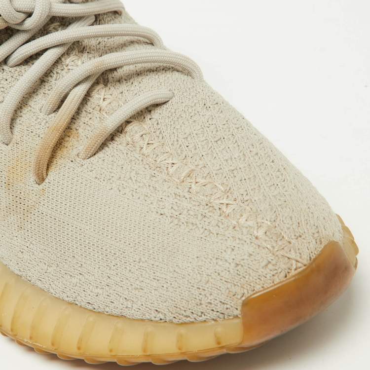 مملوكة مسبقًا Yeezy x Adidas Light Grey Knit Fabric Boost 350 V2 Sesame Low-Top Sneakers Size 43 1/2