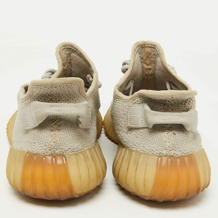 مملوكة مسبقًا Yeezy x Adidas Light Grey Knit Fabric Boost 350 V2 Sesame Low-Top Sneakers Size 43 1/2