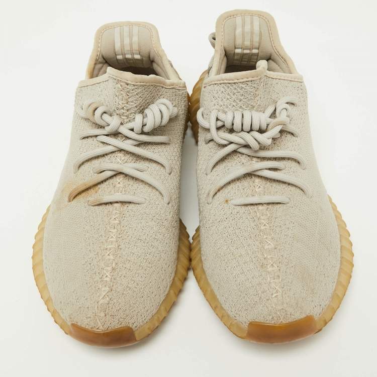 مملوكة مسبقًا Yeezy x Adidas Light Grey Knit Fabric Boost 350 V2 Sesame Low-Top Sneakers Size 43 1/2
