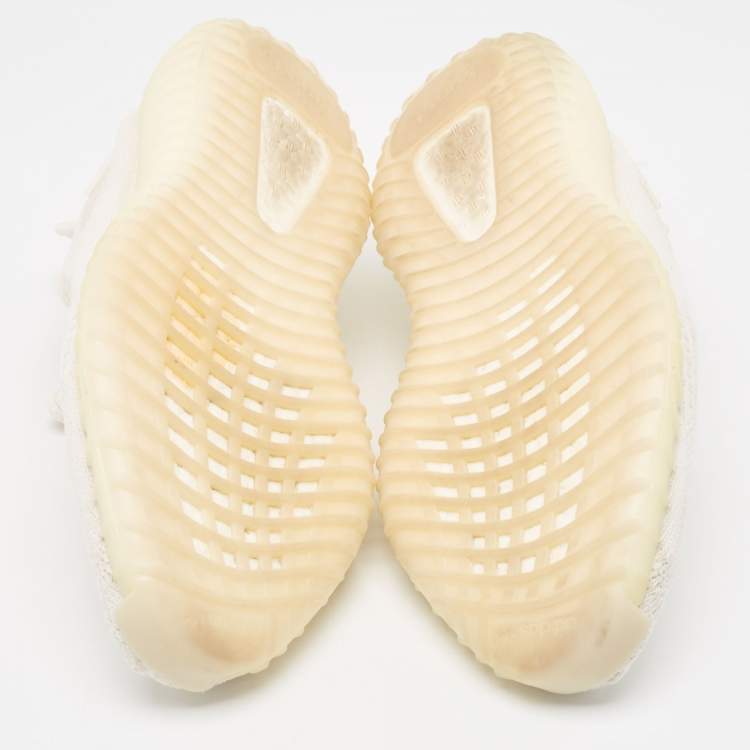 Pre Owned Yeezy x Adidas Off -White Knit Fabric Boost 350 V2 Bone Sneakers Size 45 1/3