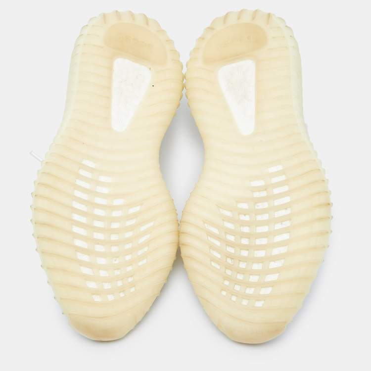 Pre Owned Yeezy x Adidas White Knit Fabric Boost 350 V2 Triple White Sneakers Size 38 2/3