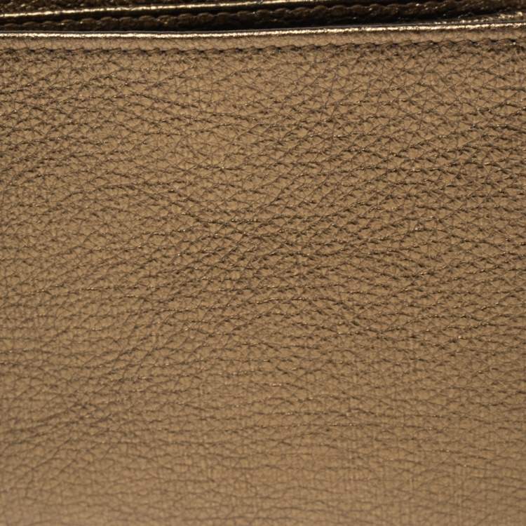 Pre Owned Yves Saint Laurent Gold Leather Bifold Wallet