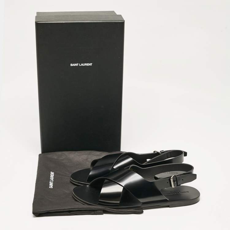 Pre Owned Yves Saint Laurent Black Leather Mojave Slingback Sandals Size 43