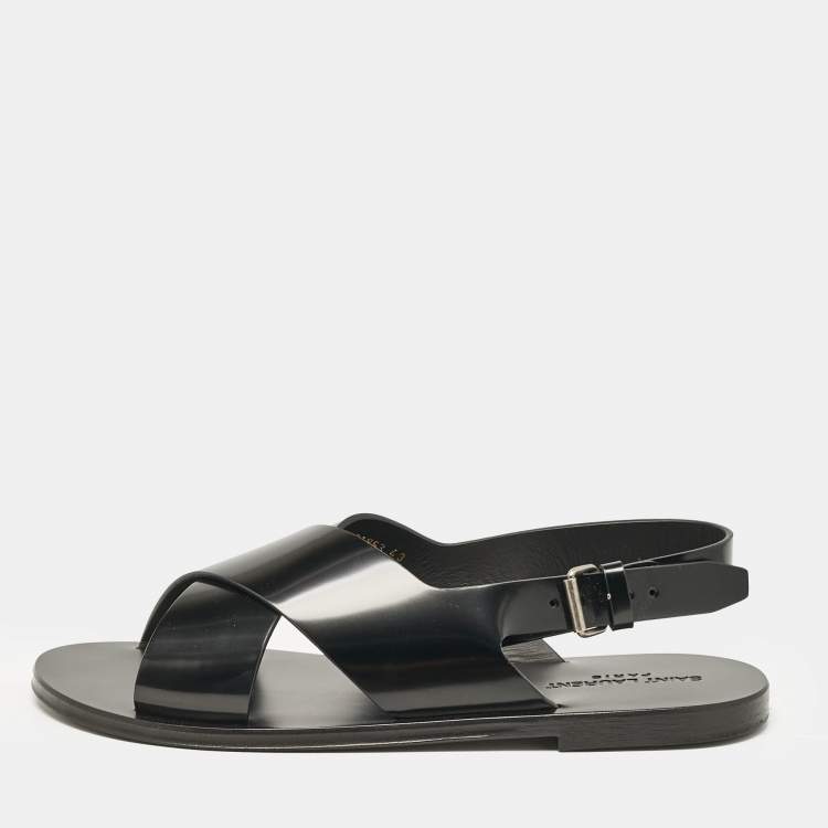 Pre Owned Yves Saint Laurent Black Leather Mojave Slingback Sandals Size 43