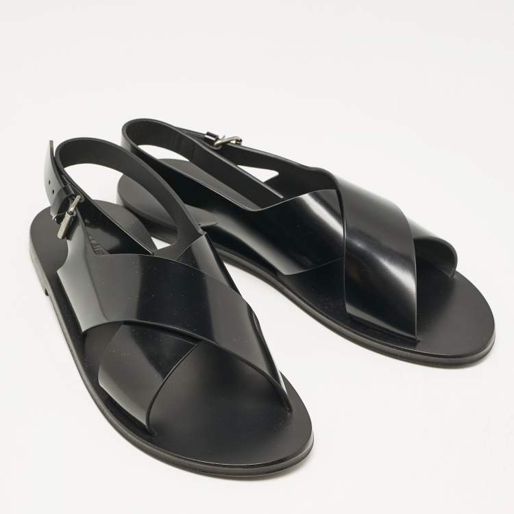 Pre Owned Yves Saint Laurent Black Leather Mojave Slingback Sandals Size 43