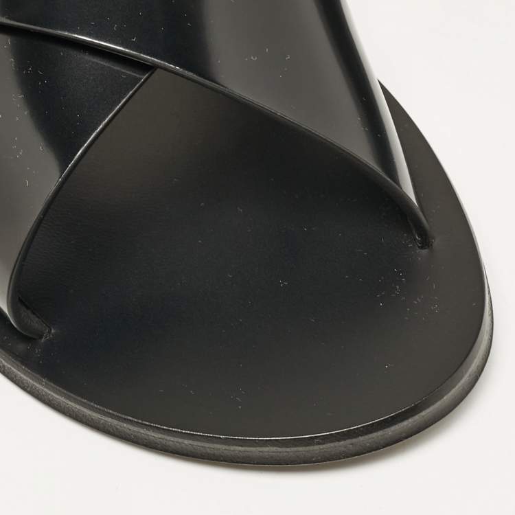 Pre Owned Yves Saint Laurent Black Leather Mojave Slingback Sandals Size 43