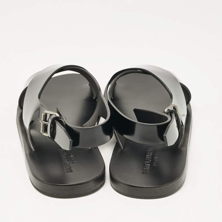 Pre Owned Yves Saint Laurent Black Leather Mojave Slingback Sandals Size 43