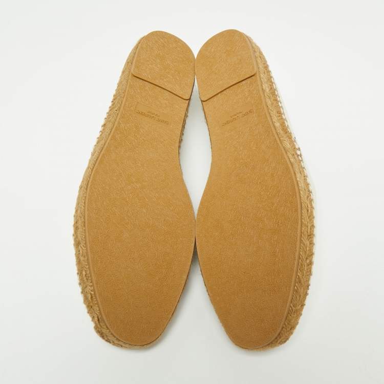 Pre Owned Saint Laurent  Beige Canvas Logo Embroidered Espadrilles Sneakers Size 44