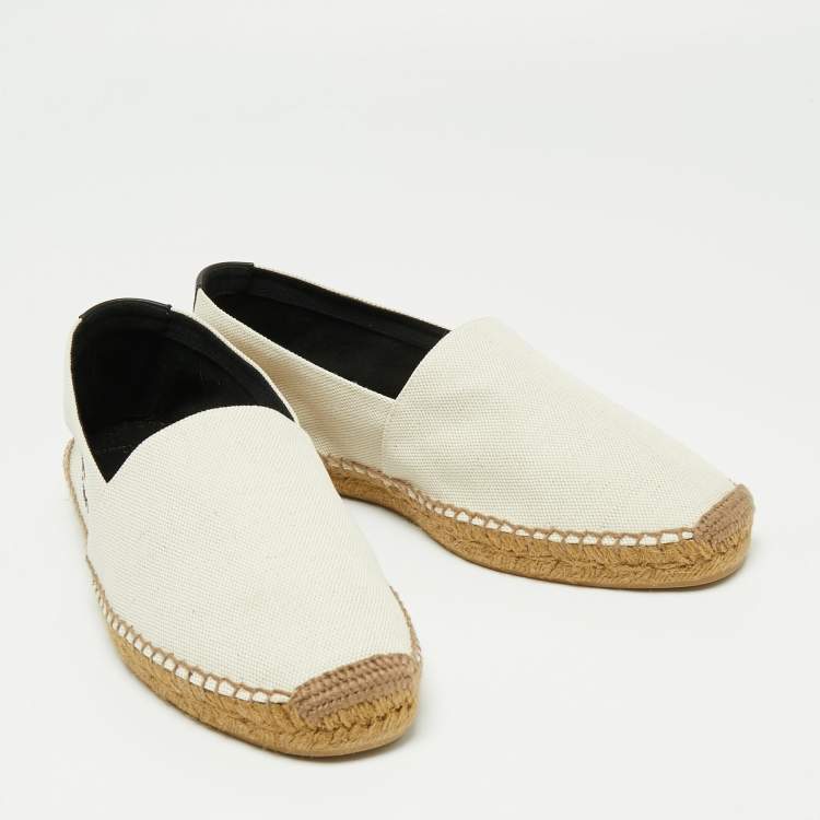 Pre Owned Saint Laurent  Beige Canvas Logo Embroidered Espadrilles Sneakers Size 44