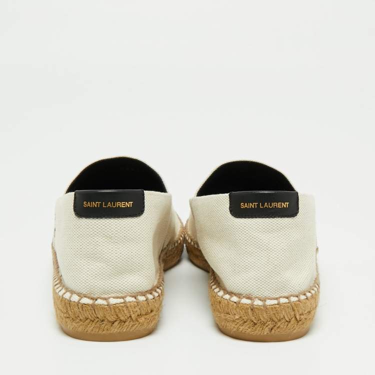 Pre Owned Saint Laurent  Beige Canvas Logo Embroidered Espadrilles Sneakers Size 44
