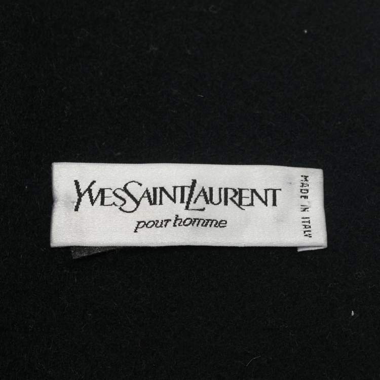 Pre Owned Yves Saint Laurent Black Wool Fringed Muffler 