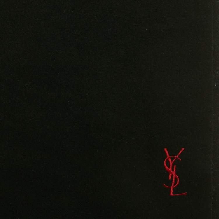 Pre Owned Yves Saint Laurent Black Wool Fringed Muffler 