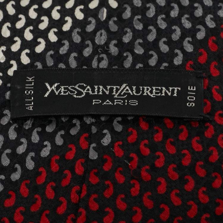 Pre Owned Yves Saint Laurent Vintage Multicolor Paisley Print Silk Kipper Tie