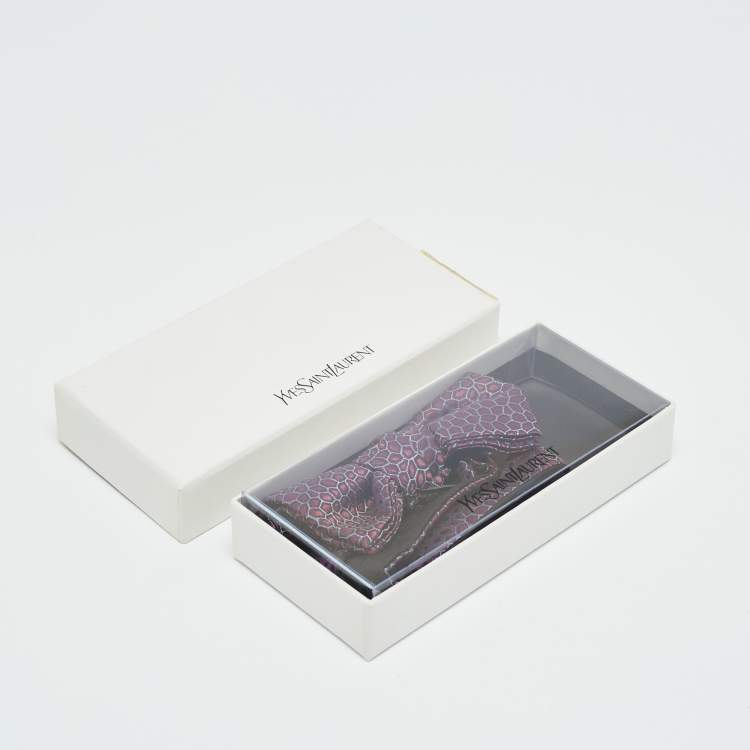 Pre Owned Yves Saint Laurent Purple Patterned Silk Bow Tie 