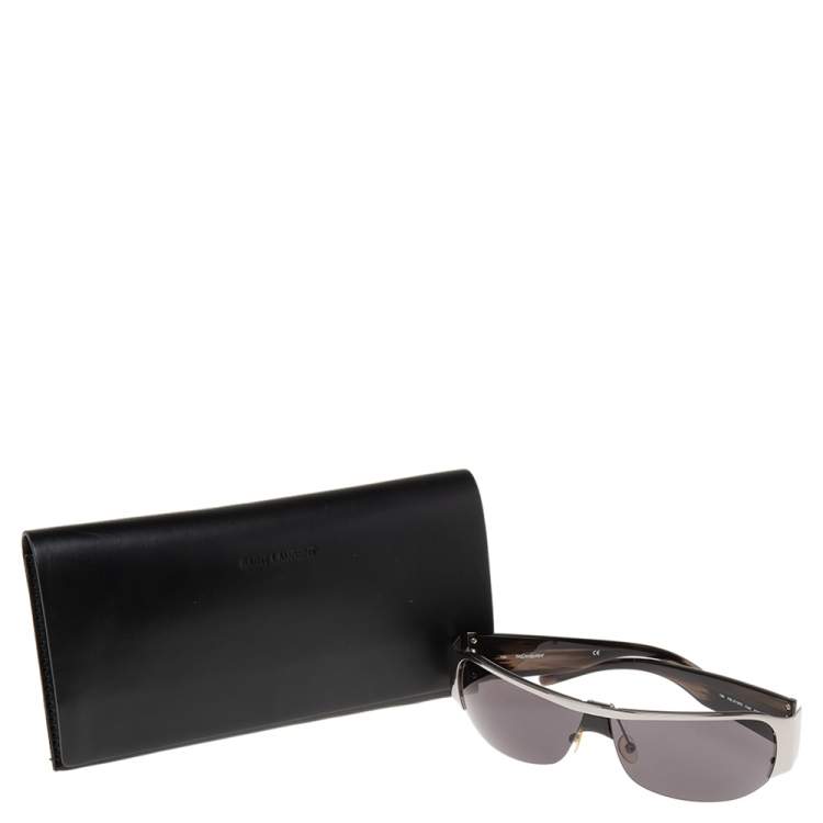 Pre Owned Yves Saint Laurent Black/Silver YSL 2116/S Half Rim Sunglasses