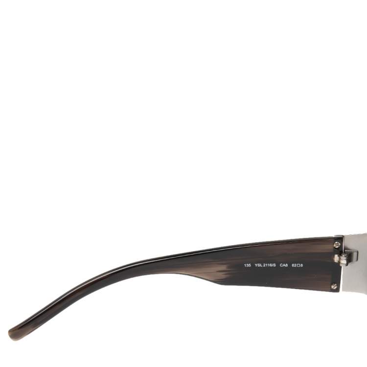 Pre Owned Yves Saint Laurent Black/Silver YSL 2116/S Half Rim Sunglasses