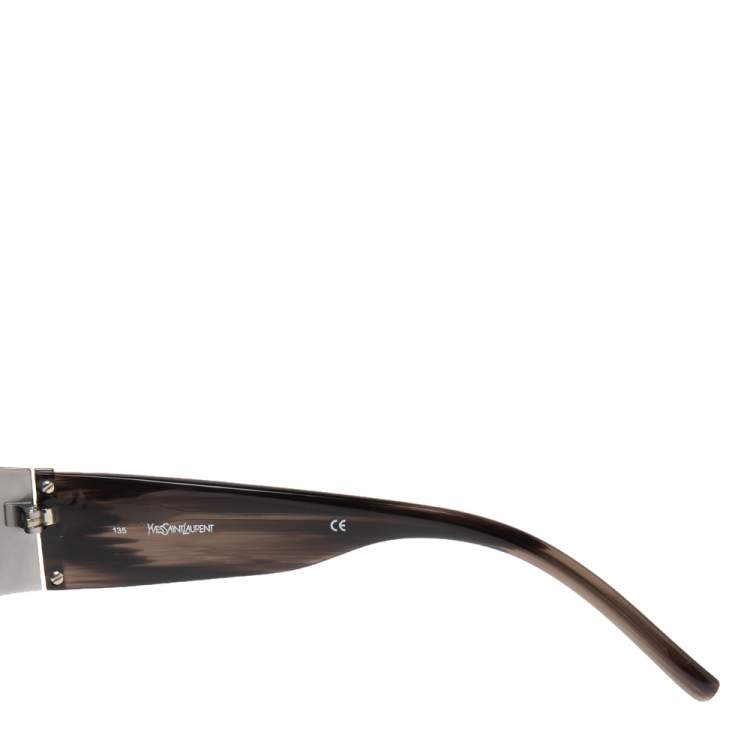 Pre Owned Yves Saint Laurent Black/Silver YSL 2116/S Half Rim Sunglasses