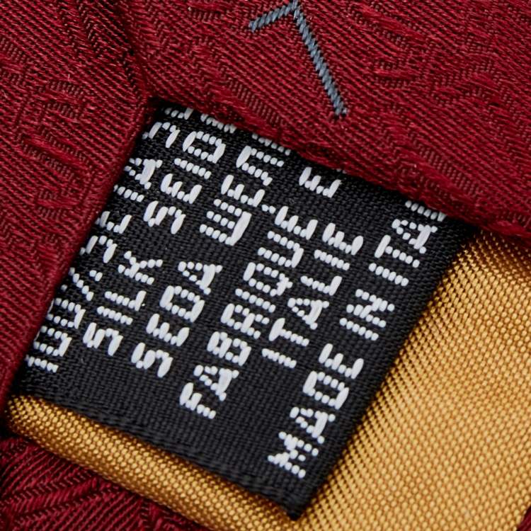 Pre Owned Yves Saint Laurent Vintage Burgundy Logo Silk Jacquard Tie