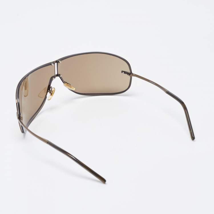Pre Owned Yves Saint Laurent Brown 2207/S Wrap Sunglasses