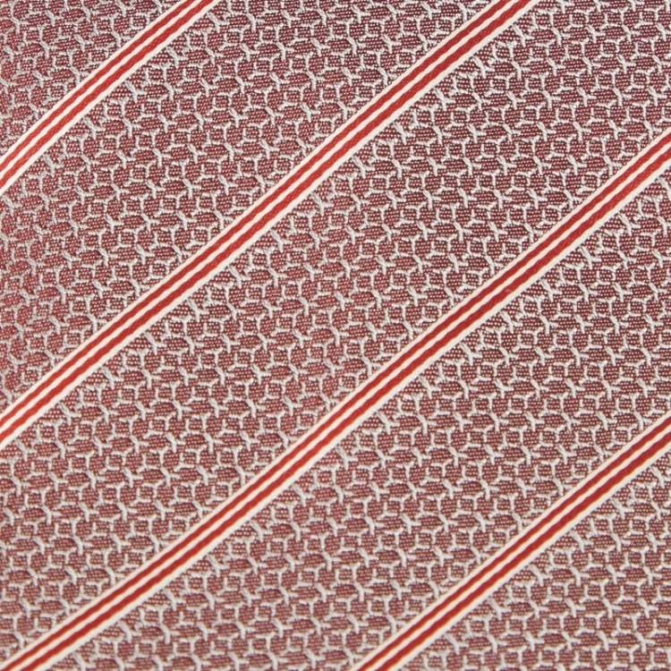Pre Owned Yves Saint Laurent Red Striped Pattern Silk Tie