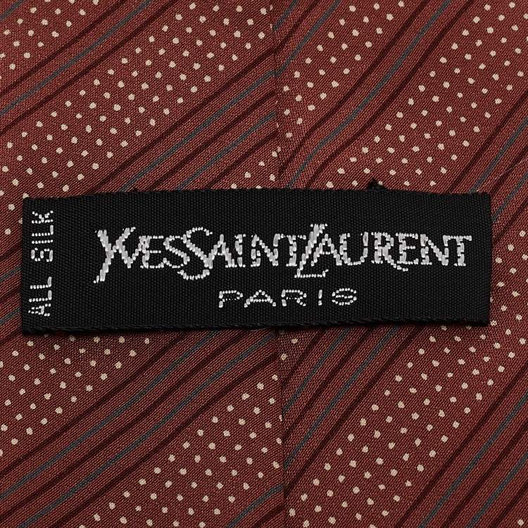 Pre Owned Yves Saint Laurent Vintage Pink Striped Silk Tie