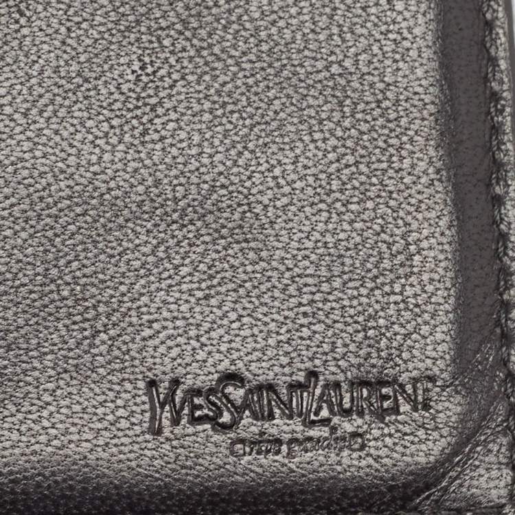 Pre Owned Yves Saint Laurent Black Crocodile Bifold Wallet