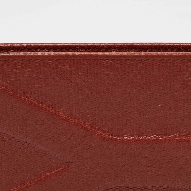 Pre Owned Yves Saint Laurent Rust Leather Bifold Wallet