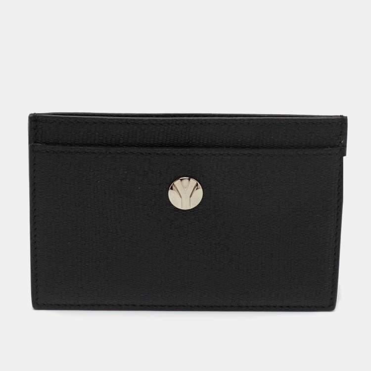 Pre Owned Yves Saint Laurent Black Textured Leather Card Holder