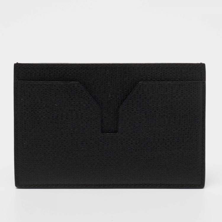 Pre Owned Yves Saint Laurent Black Textured Leather Card Holder