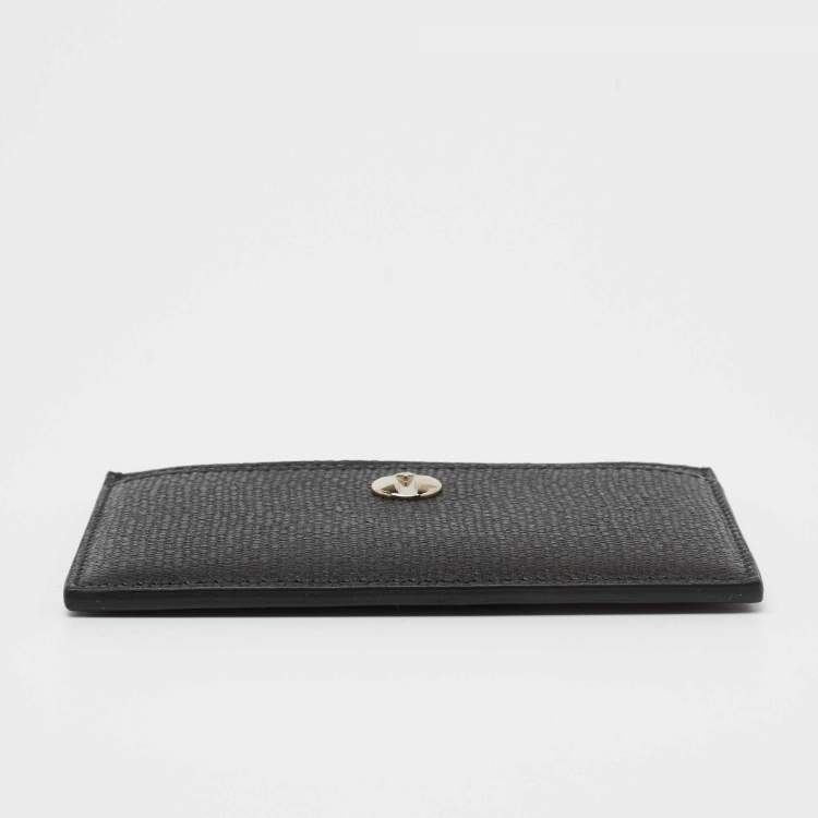 Pre Owned Yves Saint Laurent Black Textured Leather Card Holder