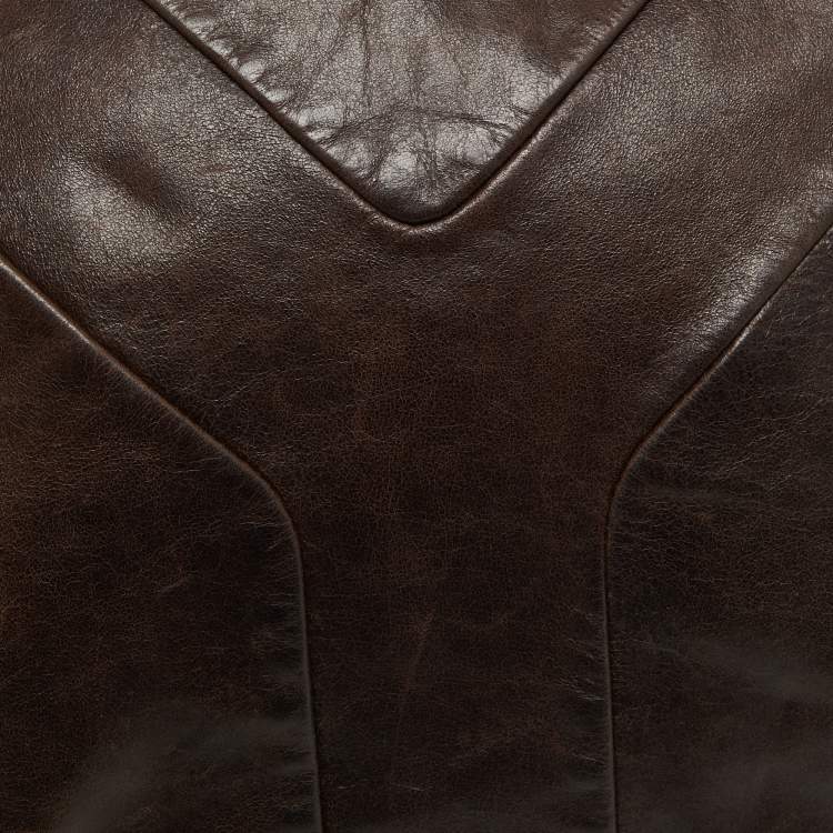 Pre Owned Yves Saint Laurent Dark Brown Leather Chyc Messenger Bag