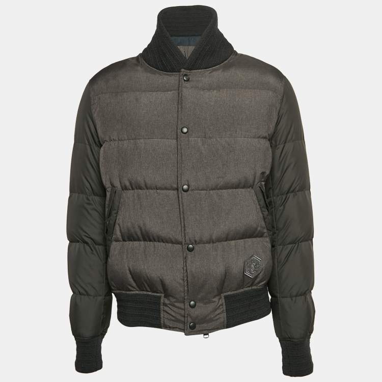 Pre Owned Yves Saint Laurent Grey Synthetic Puffer Down Jacket XXL