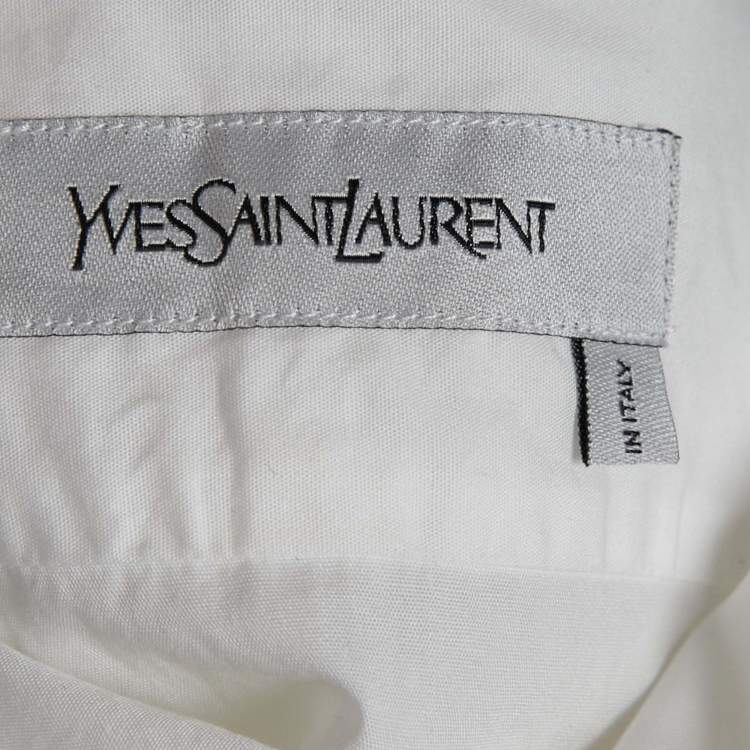 Pre Owned Yves Saint Laurent Vintage White Cotton Front Button Shirt L