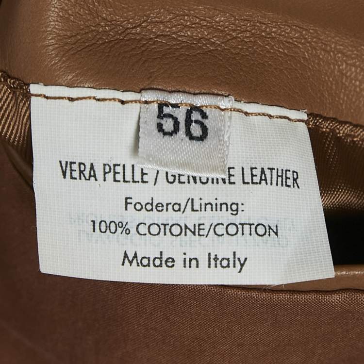 Pre Owned Yves Saint Laurent Vintage Brown Leather Button Front Jacket XXXL