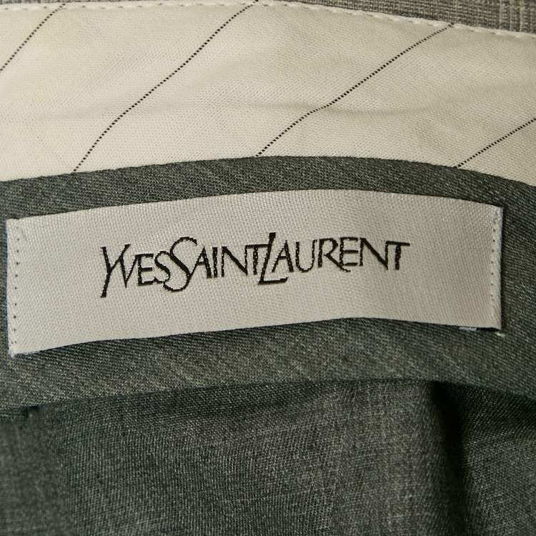 Pre Owned Yves Saint Laurent Grey Prince of Wales Crepe Formal Trousers M