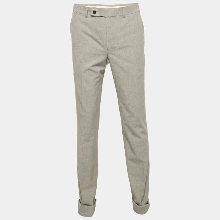 Pre Owned Yves Saint Laurent Grey Prince of Wales Crepe Formal Trousers M