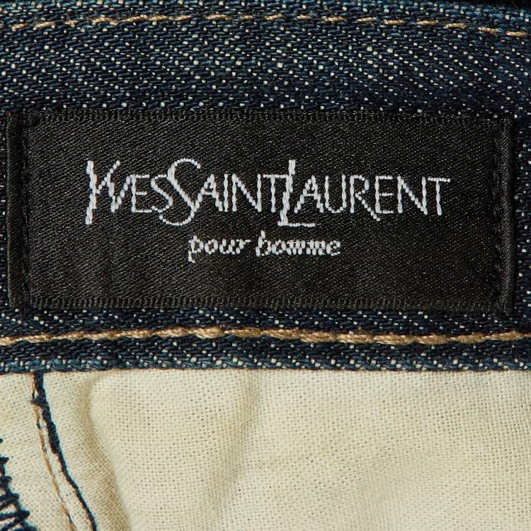 Pre Owned Yves Saint Laurent Indigo Denim Regular Fit Jeans M/Waist 34"