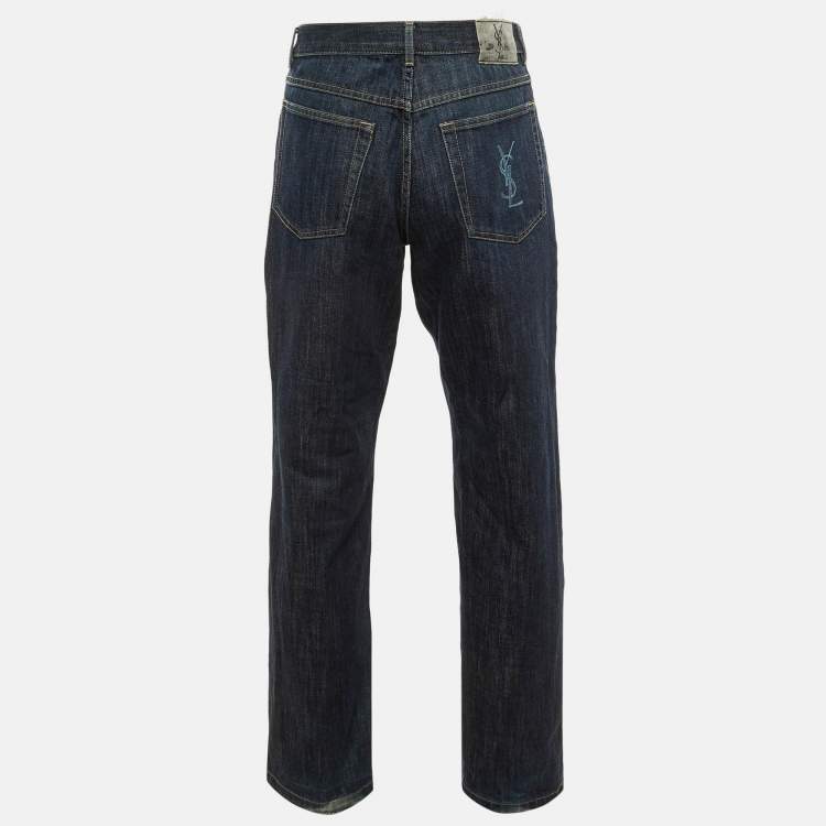 Pre Owned Yves Saint Laurent Indigo Denim Regular Fit Jeans M/Waist 34"