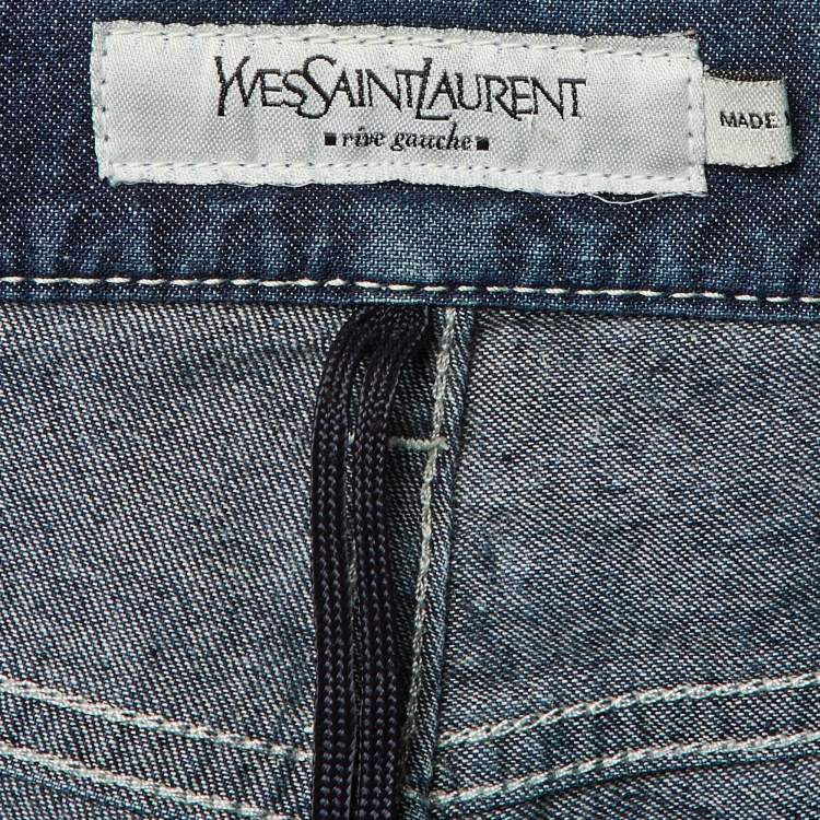 Pre Owned Yves Saint Laurent Rive Gauche Blue Denim Boot Cut Jeans M/Waist 35"
