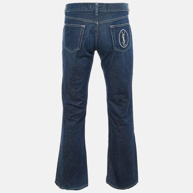 Pre Owned Yves Saint Laurent Rive Gauche Blue Denim Boot Cut Jeans M/Waist 35"