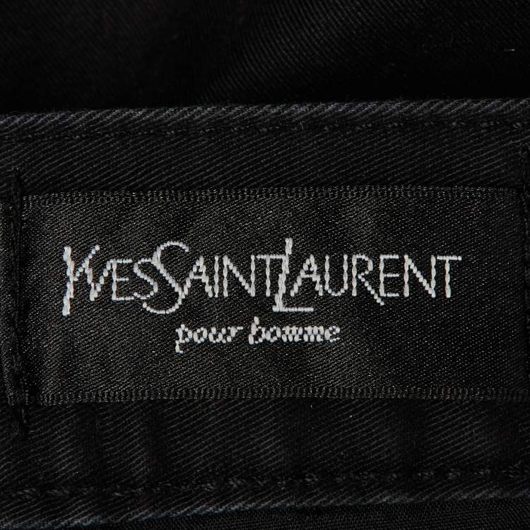 Pre Owned Yves Saint Laurent Pour Homme Black Cotton Regular Fit Pants L