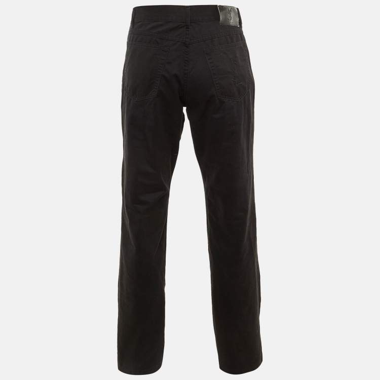 Pre Owned Yves Saint Laurent Pour Homme Black Cotton Regular Fit Pants L