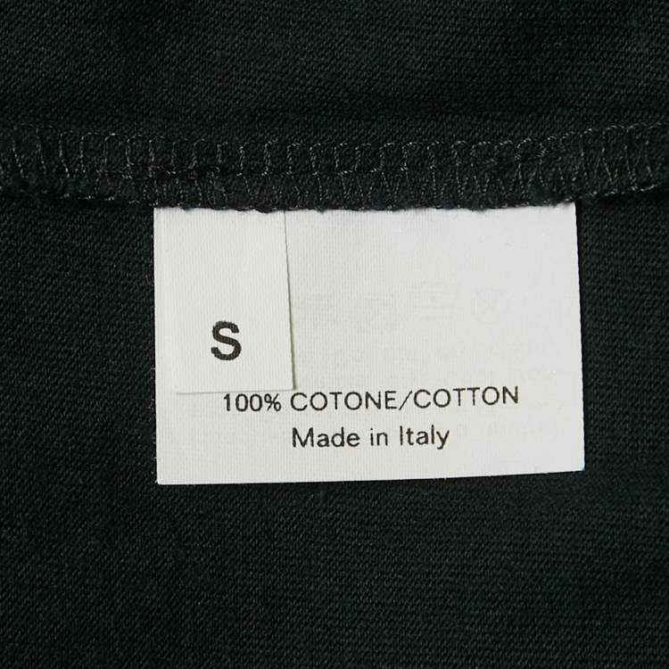 Pre Owned Yves Saint Laurent Black Hat Print Jersey Ysl Detail T-Shirt S