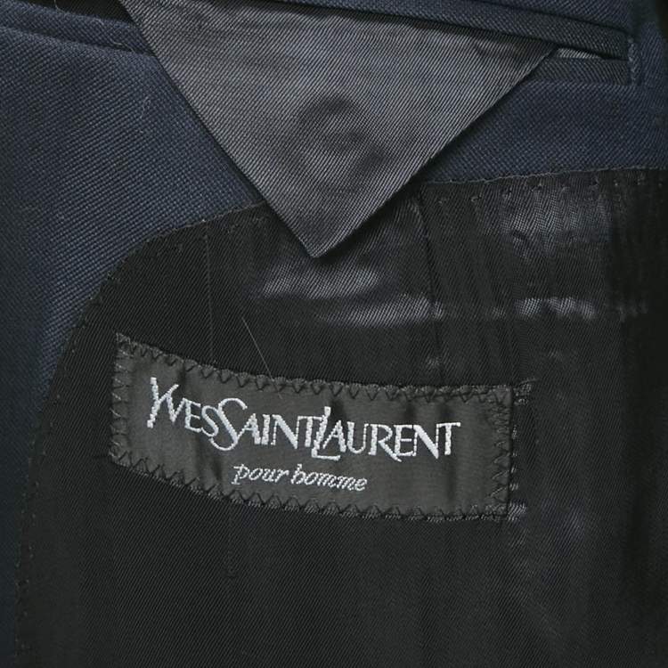 Pre Owned Yves Saint Laurent Pour Homme Blue Wool Regular Fit Suit 4XL