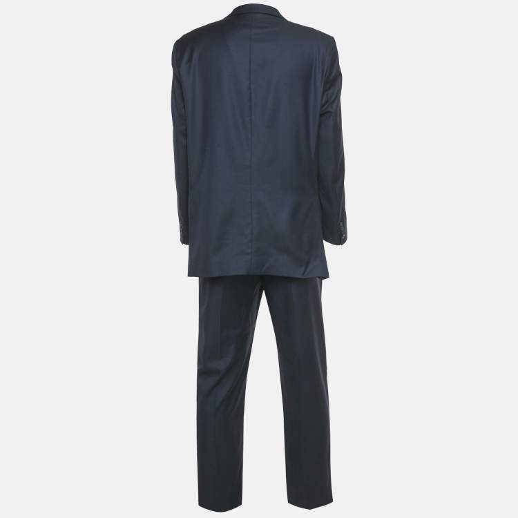 Pre Owned Yves Saint Laurent Pour Homme Blue Wool Regular Fit Suit 4XL
